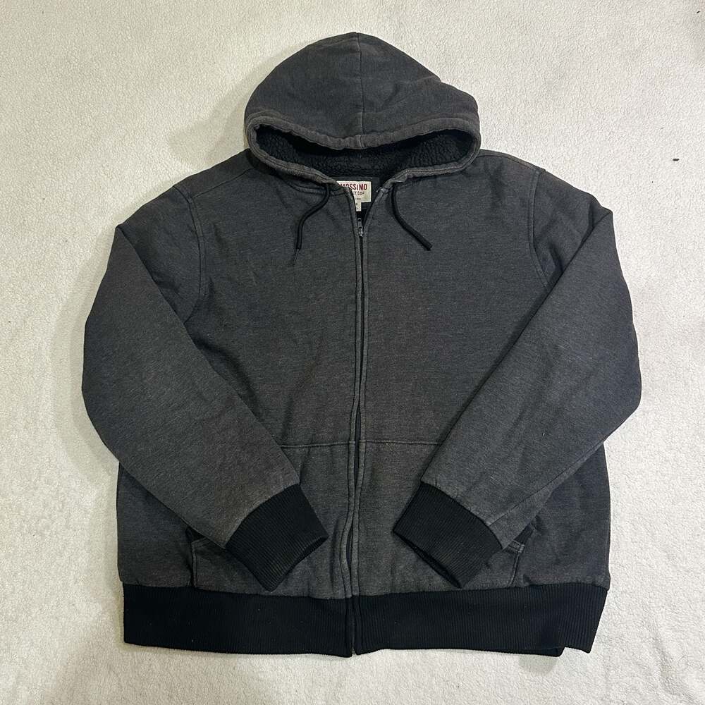 Mossimo Supply Co. Sherpa Lined Full Zip Hoodie Charcoal Gray Size XL